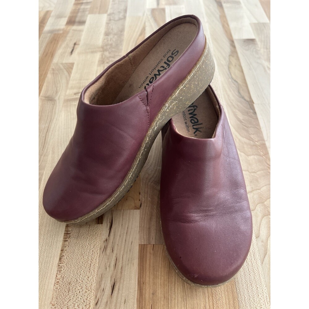 SoftWalk Arvada Clogs Mules Slip On Brown Leather Comfort Women's US 7.5 M